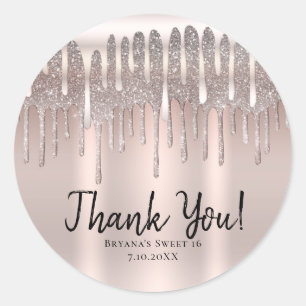 Sticker Rond Rose Gold Glacé Diamant Pailleté Dégoulinant Doux 