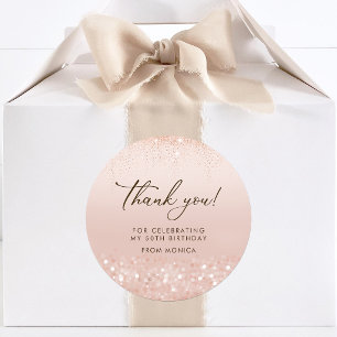 Sticker Rond Rose Gold Glitter 50e Anniversaire
