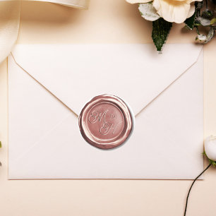 Sticker Rond Rose Gold Initiales Vintage Cadeau de Mariage Pers