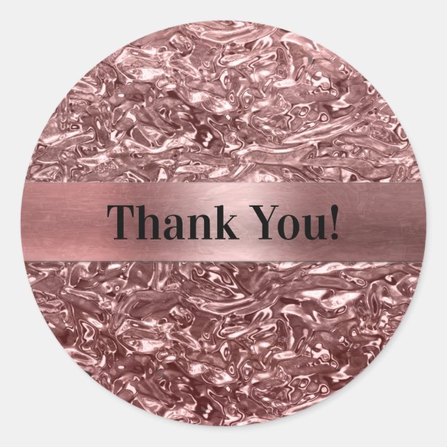 Sticker Rond Rose Gold Liquide Chrome Métallisé Chic Faveur de  (Devant)