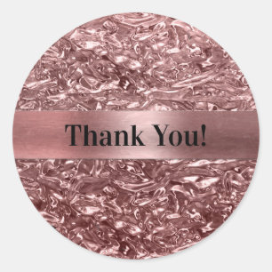 Sticker Rond Rose Gold Liquide Chrome Métallisé Chic Faveur de 