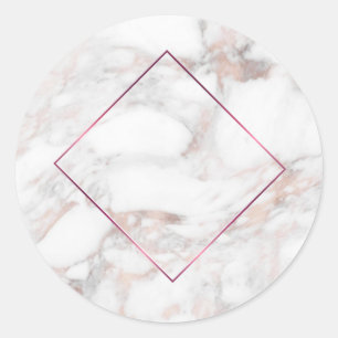 Sticker Rond Rose Gold Marble Moderne Elegant Blank Modèle