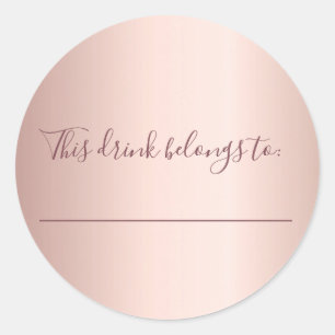 Sticker Rond Rose gold mariage ce verre appartient à 