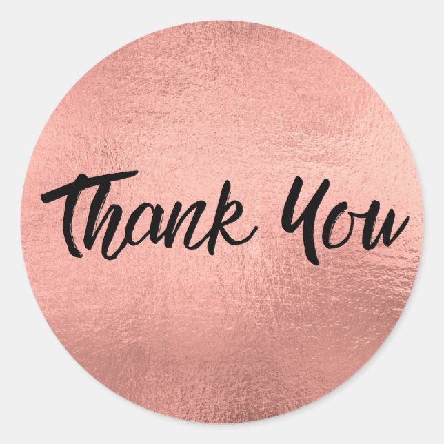Sticker Rond Rose Gold Metallic Merci tendance (Devant)