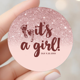 Sticker Rond Rose Gold Pailleté Blush Rose Ombré C'est Une Fill