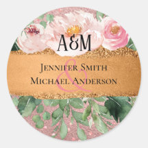 Rose Gold Pailleté Floral Feuille D'aluminium Mari