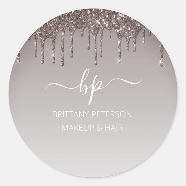 Sticker Rond Rose Gold Parties scintillant Business Personnel U (Devant)