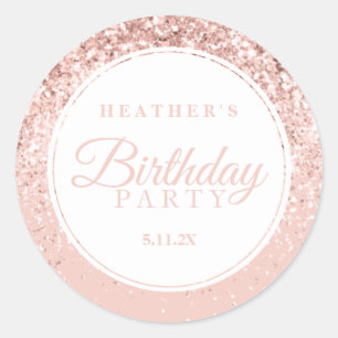 Sticker Rond Rose Gold Parties scintillant Fab fête d'annivers
