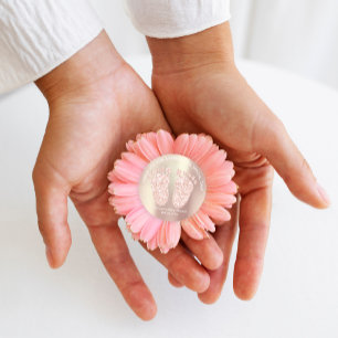 Sticker Rond Rose Gold Parties scintillant Pieds Baby shower Fa