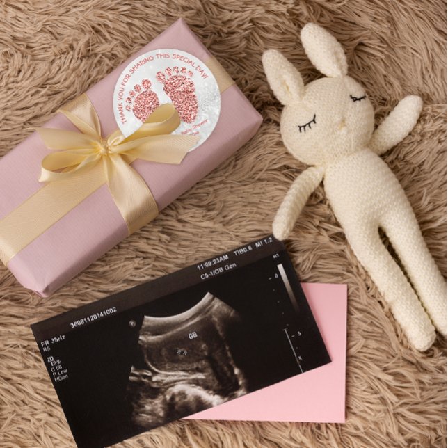 Sticker Rond Rose Gold Parties scintillant Pieds Baby shower Fa (Créateur téléchargé)