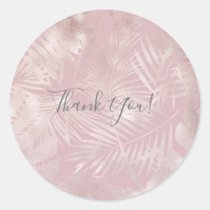 Sticker Rond Rose Gold rose Botanique Tropical Palm Tree Feuill