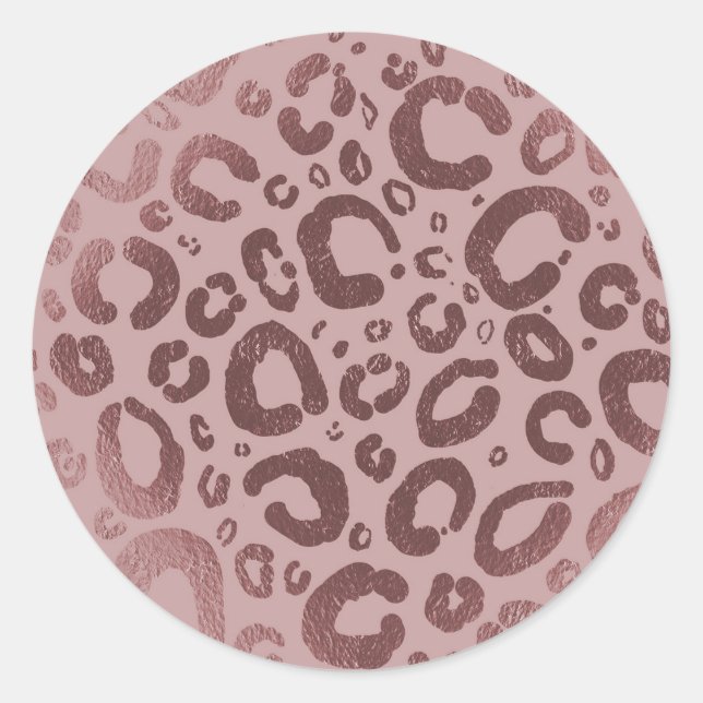 Sticker Rond Rose Gold Rose Glam Imprimé Léopard Soirée (Devant)