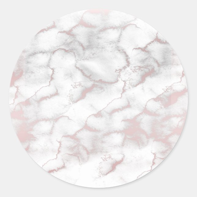 Sticker Rond Rose Gold Rose Marbre Moderne Chic Tendance Fête (Devant)