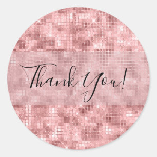 Sticker Rond Rose Gold Rose Pailleté Luxe Fête Féminine Étincel