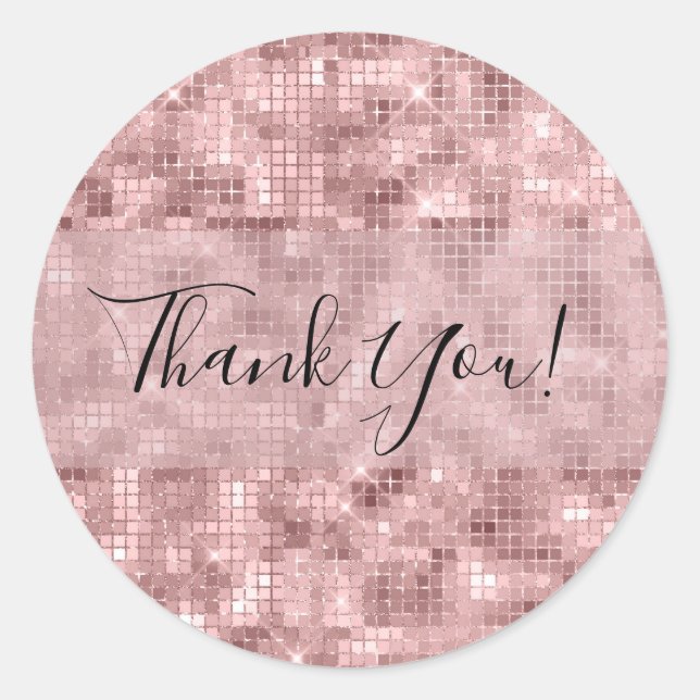Sticker Rond Rose Gold Rose Pailleté Luxe Fête Féminine Étincel (Devant)