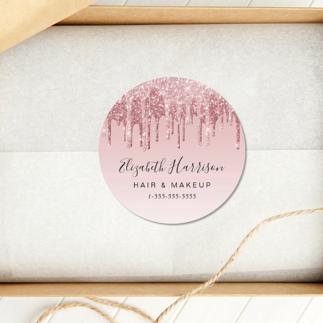 Sticker Rond Rose Gold Rose Parties scintillant Beauté (Créateur téléchargé)