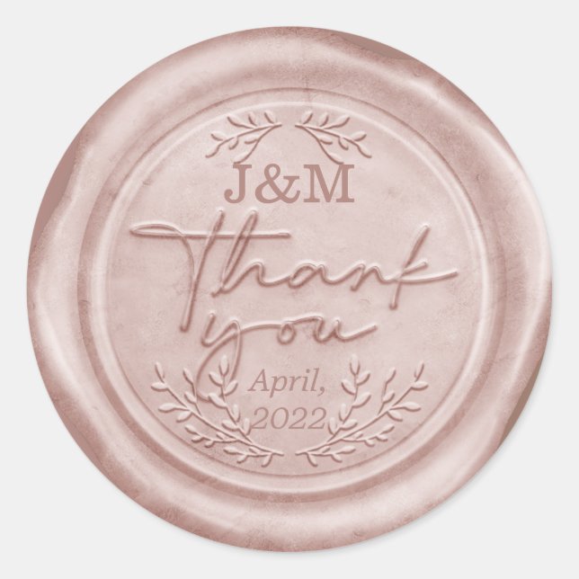 Sticker Rond Rose Gold Rose Ruban de cire en caoutchouc merci (Devant)