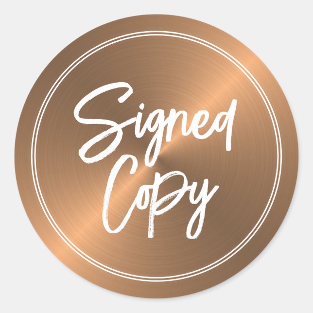Sticker Rond Rose Gold, Signature du livre de l'auteur "Signed  (Devant)