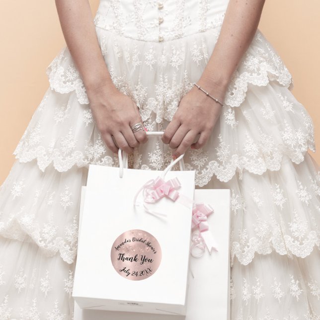 Sticker Rond Rose Gold Spark Merci Cadeau de Mariage (Gold Rose Spark Thank You Sweet Bridal Shower Classic Round Sticker)
