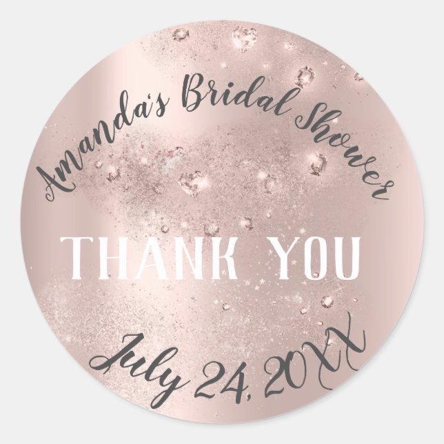 Sticker Rond Rose Gold Spark Merci Cadeau de Mariage Doux (Devant)