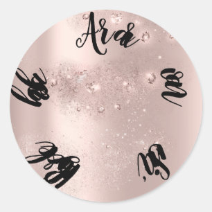 Sticker Rond Rose Gold Spark Merci Cadeau de Mariage pour la Ma
