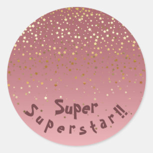 Sticker Rond Rose Gold Stars Thème "Superstar"