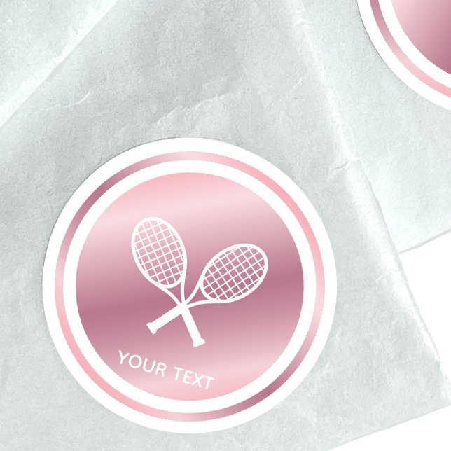 Sticker Rond Rose Gold Tennis Rackets Filles Sport Texte person (Créateur téléchargé)