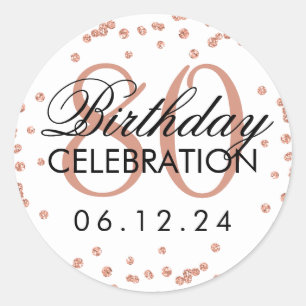 Sticker Rond Rose Gold White 80e anniversaire Parties scintilla