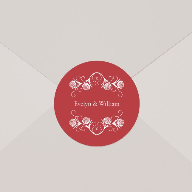 Sticker Rond Rose gothique moderne  torréfier Crimson Mariage r (Créateur téléchargé)