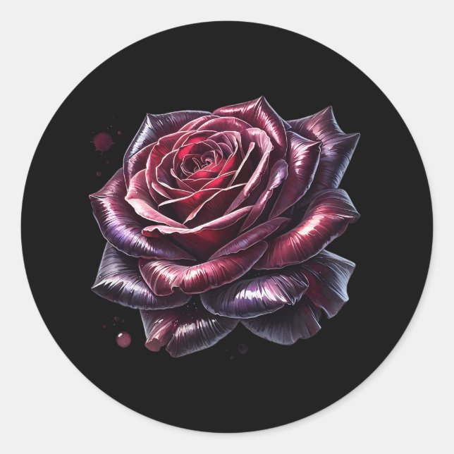 Sticker Rond Rose gothique rouge (Devant)