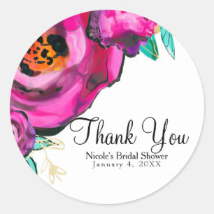 Sticker Rond Rose gras Moderne Floral Aquarelle Fête de mariage