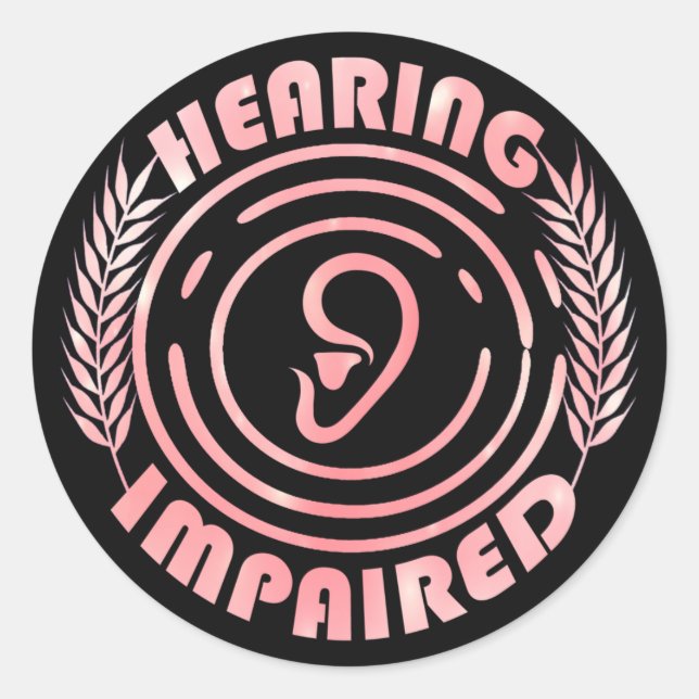 Sticker Rond Rose - Handicap auditif (Devant)