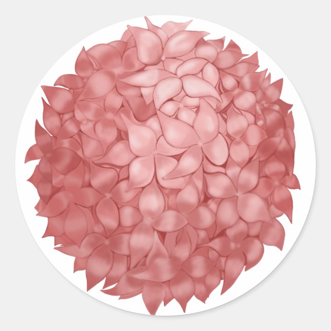 Sticker rond rose Hydrangea Stikers (Devant)