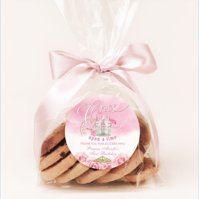 Sticker Rond Rose Il était une fois Princesse (Créateur téléchargé)