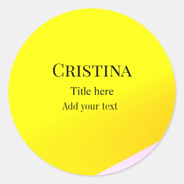 Sticker Rond rose jaune abstrait ajouter nom titre texte motif  (Devant)