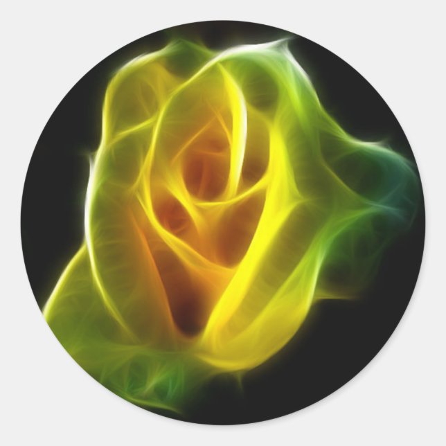 Sticker Rond Rose jaune des flammes (Devant)