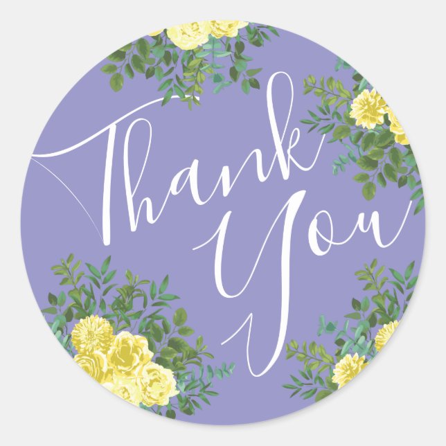 Sticker Rond Rose jaune et Mariage de fenêtre violet (Devant)