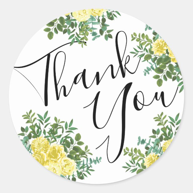 Sticker Rond Rose jaune Mariage Floral Vintage (Devant)