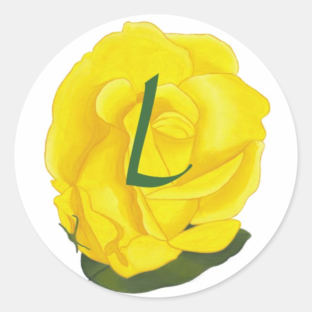 Sticker Rond Rose jaune vif, sceaux Mariages monogrammes (Devant)