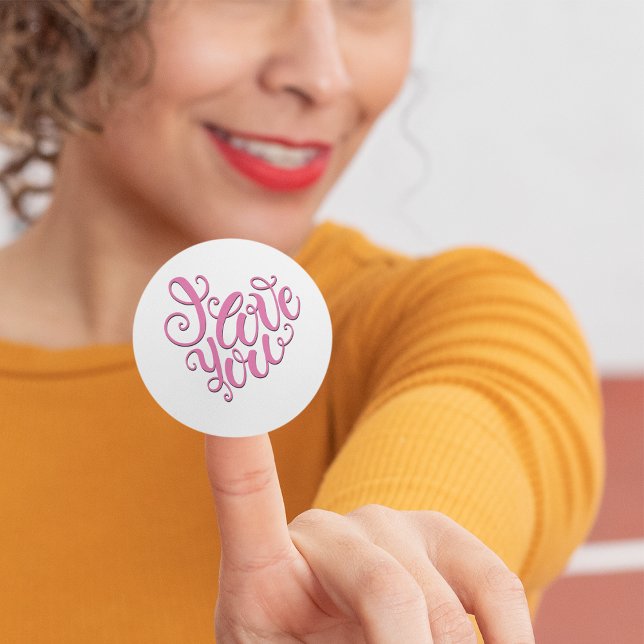 Sticker Rond Rose Je T'Aime (Créateur téléchargé)
