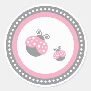 Sticker Rond Rose Ladybug