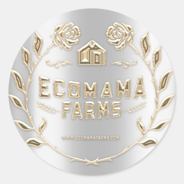 Sticker Rond Rose Logo Personnalisé Tester Exemple Argent (Devant)