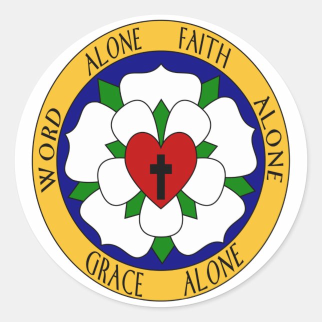 Sticker Rond Rose Luther Blanc Et Vert (Devant)
