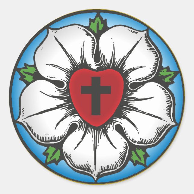 Sticker Rond Rose luthérien (Devant)