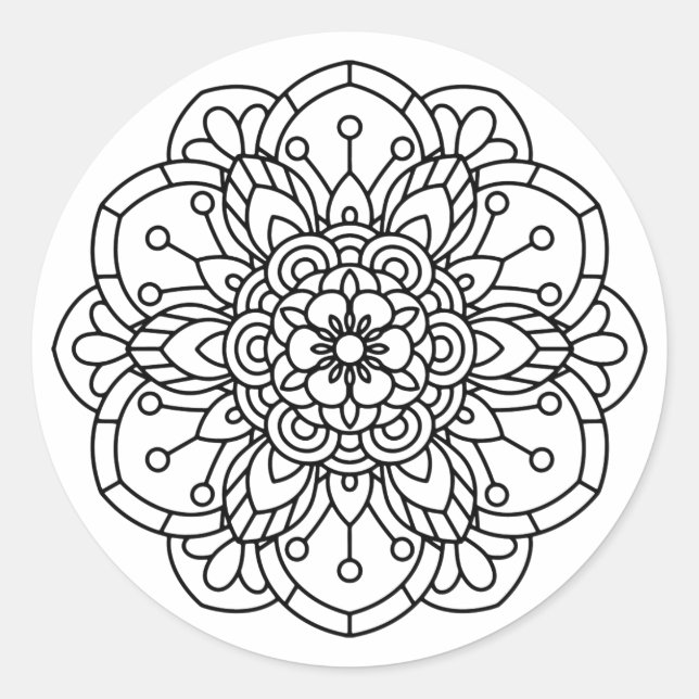 Sticker Rond Rose Mandala (Devant)