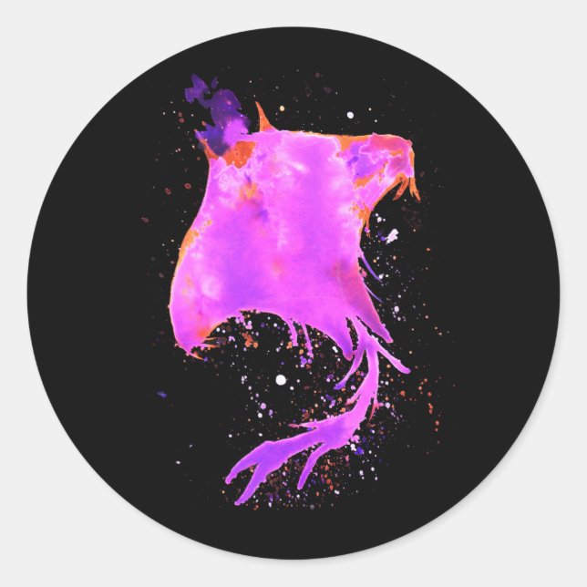 Sticker Rond Rose Manta Ray (Devant)