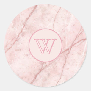 Sticker Rond Rose Marbre Bio Rouge Poussiéreux Blush 