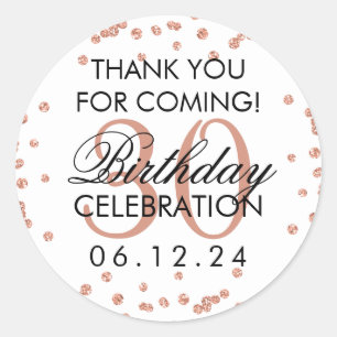 Sticker Rond Rose Merci or 30e anniversaire Parties scintillant