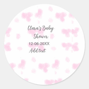 Sticker Rond Rose mignon baby shower aquarelle moderne dat
