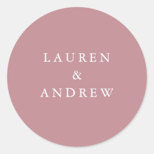 Sticker Rond Rose moderne Dusty Enveloppe Mariage sceaux